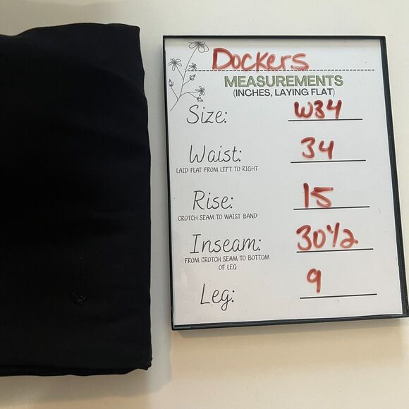 Dockers Premium Men's Size W34 L31 Black Relaxed Fit Business Casual Pants - Picture 12 of 12